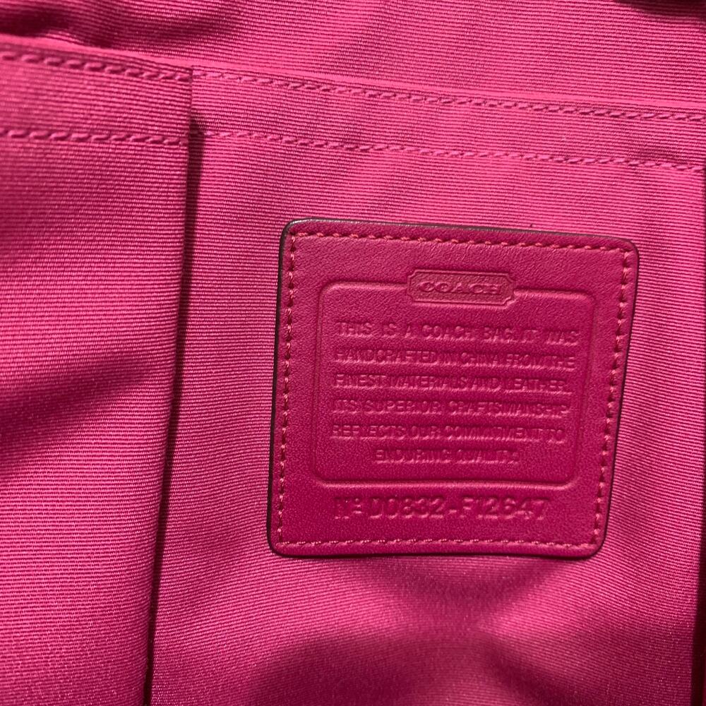 COACH HAMPTON Large Vintage Khaki & Pink Signature Canvas Tote F12647 - Picture 12 of 15